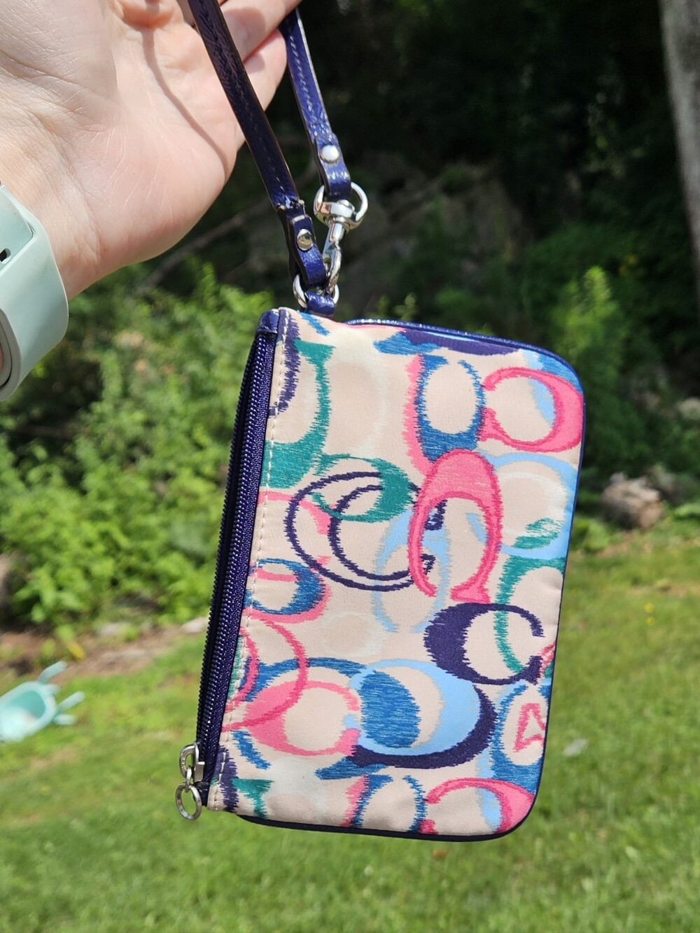 Coach Poppy Signature "Sis" Ikat Print Coin Purse/Wristlet